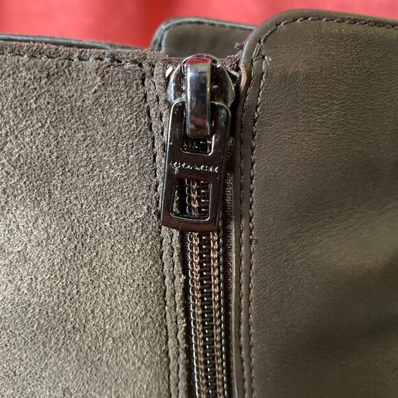 COACH Carmen Booties Two Tone Taupe Brown Leather Suede 5B USED Ankle Side Zip - Picture 7 of 16